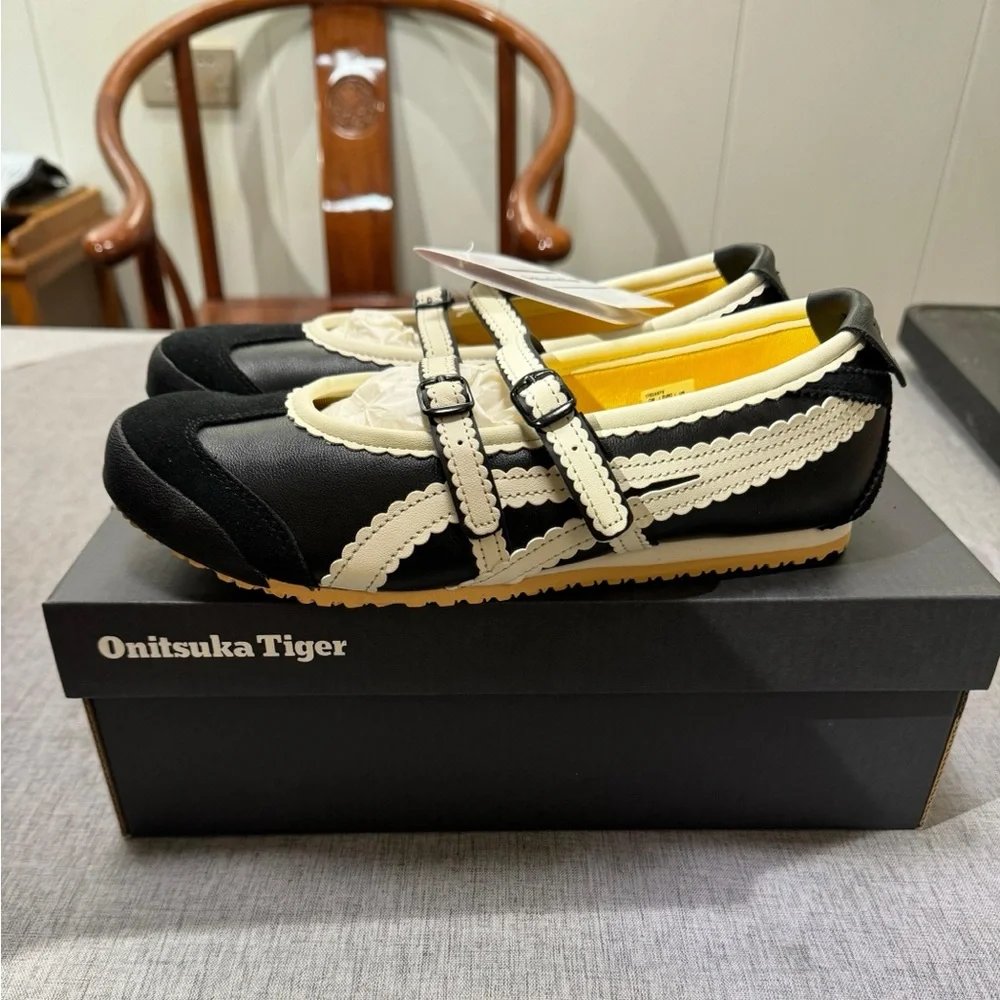 Onitsuka Tiger by Asics Women’s Black and Cream Mary Jane Sneakers